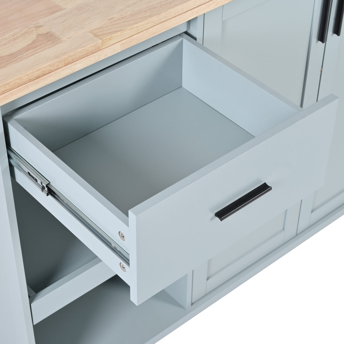 K&K Kitchen Island with Foldable Counter Top, Kitchen Storage Cart with Slide-Out Shelf, Towel Rack and Drawer, Rolling Kitchen Cart on Wheels, for Kitchen, Living Room, Dining Room, Grey Blue N707P173036G-djyc