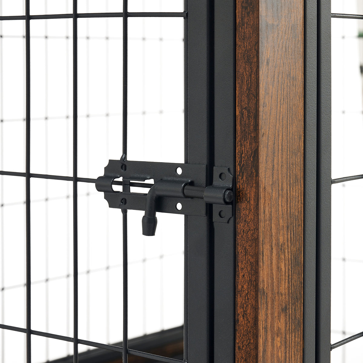 Furniture type dog cage iron frame door with cabinet, two door design, Rustic Brown,37.99"WX27.36"DX59.92"H W1903P151284-djyc