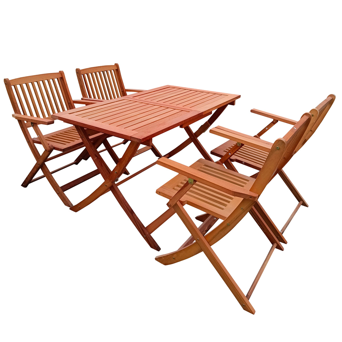 Foldable Patio Dining Set, 4 Folding Chairs & 1 Dining Table, Indoor and outdoor universal,Teak W495S00001-djyc