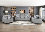 Contemporary 3pc Set Living Room Sofa Loveseat Chair Gray Durable Chenille Fabric Decorative Pillows Wooden Furniture-B011S02476