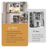 K&K 71" Farmhosue Pantry Bar Cabinet with Internal Storage Rack,Kitchen Cabinet with Hutch,Sliding Door,Power Outlet,Pegboard,Wine & Glasses Rack,3 Drawers,Rustic Coffee Bar Storage Cabinet,White Oak N707S000008W-djyc