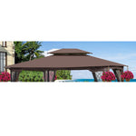 13x10 Ft Patio Double Roof Gazebo Replacement Canopy Top Fabric,Brown W41941991-djyc