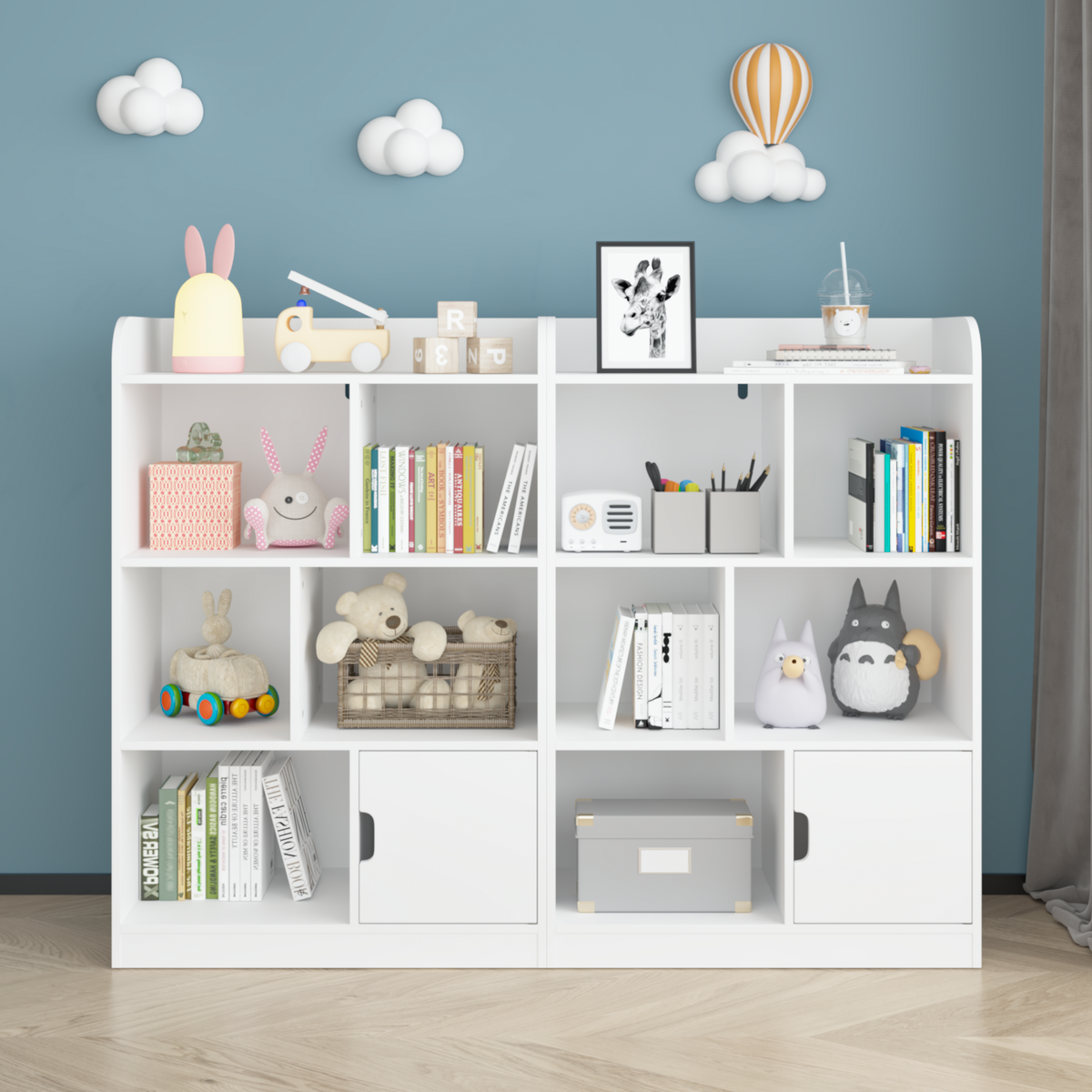 Kids Bookcase, Bookshelf with 6 Compartments, Freestanding Shelves and Cube Organizer, for Bedroom Living Room Office Closet School in White W808P171979-djyc