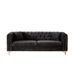 82-Inch Chenille Pull Buckle Design Sofa for Living Room,Buttons Tufted With Copper Nail Decoration Armrest, Modern Couch Upholstered Button And Metal Legs W834S00292-djyc