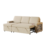 85.8" Pull Out Sleeper Sofa L-Shaped Couch Convertible Sofa Bed with Storage Chaise And Storage Racks,With USB Port And T-pyce Port W834S00266-djyc