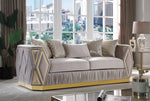 Cavalli Contemporary Style Upholstery Diamond Pattern Sofa Made with Wood in Gold accent & Taupe-B009P417491