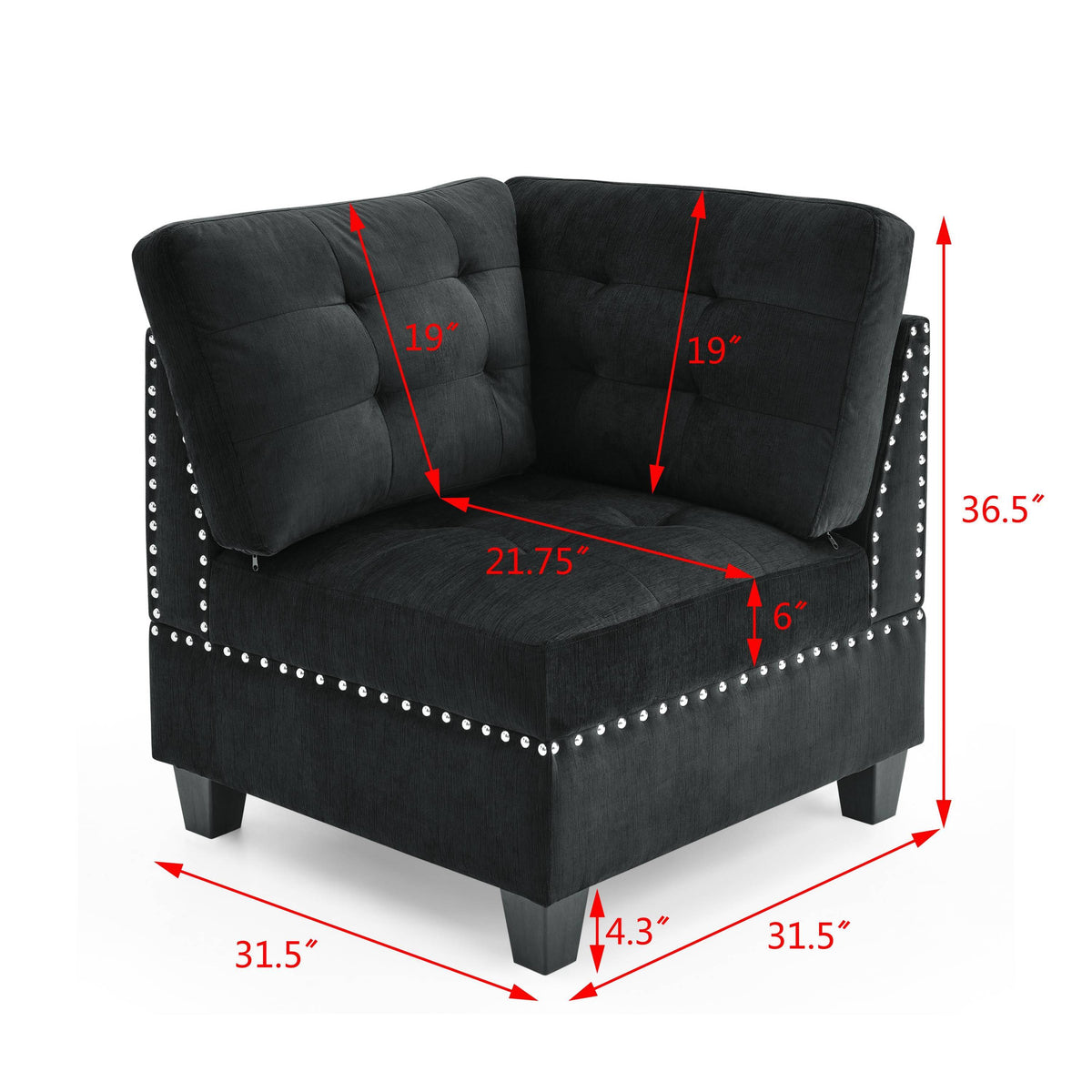 U shape Modular Sectional Sofa,DIY Combination,includes Two Single Chair ,Two Corner and Two Ottoman,Black Velvet. W487S00063-djyc