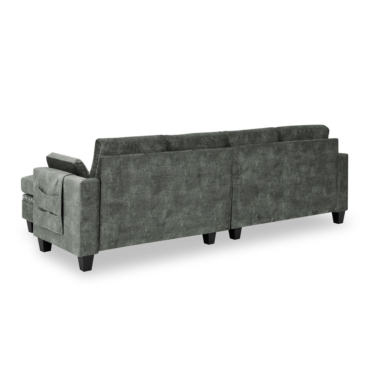 Sectional 3-Seaters Sofa ,Double-sided multi-functional footstool, storage mat , Non-slip leg, two pillows, Velvet, Light grey W487S00237-djyc