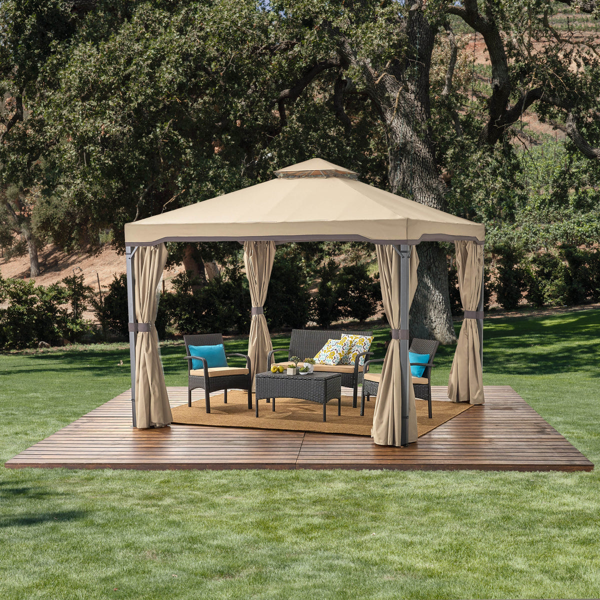 Elegant Steel Frame Gazebo – Stylish & Weather-Resistant Shade 54526.00BEI-djyc
