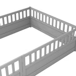Full sizeFloor bed, integral construction with super high security barrier, door, children's floor bed frame, Montessori wooden children's floor bed,Grey W1858P164934-djyc