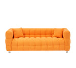 80-Inch Orange Teddy Fleece Sofa for Living Room or Bedroom, Including Two Throw Pillows & Sturdy Hardware Foot Support W1278P173376-djyc
