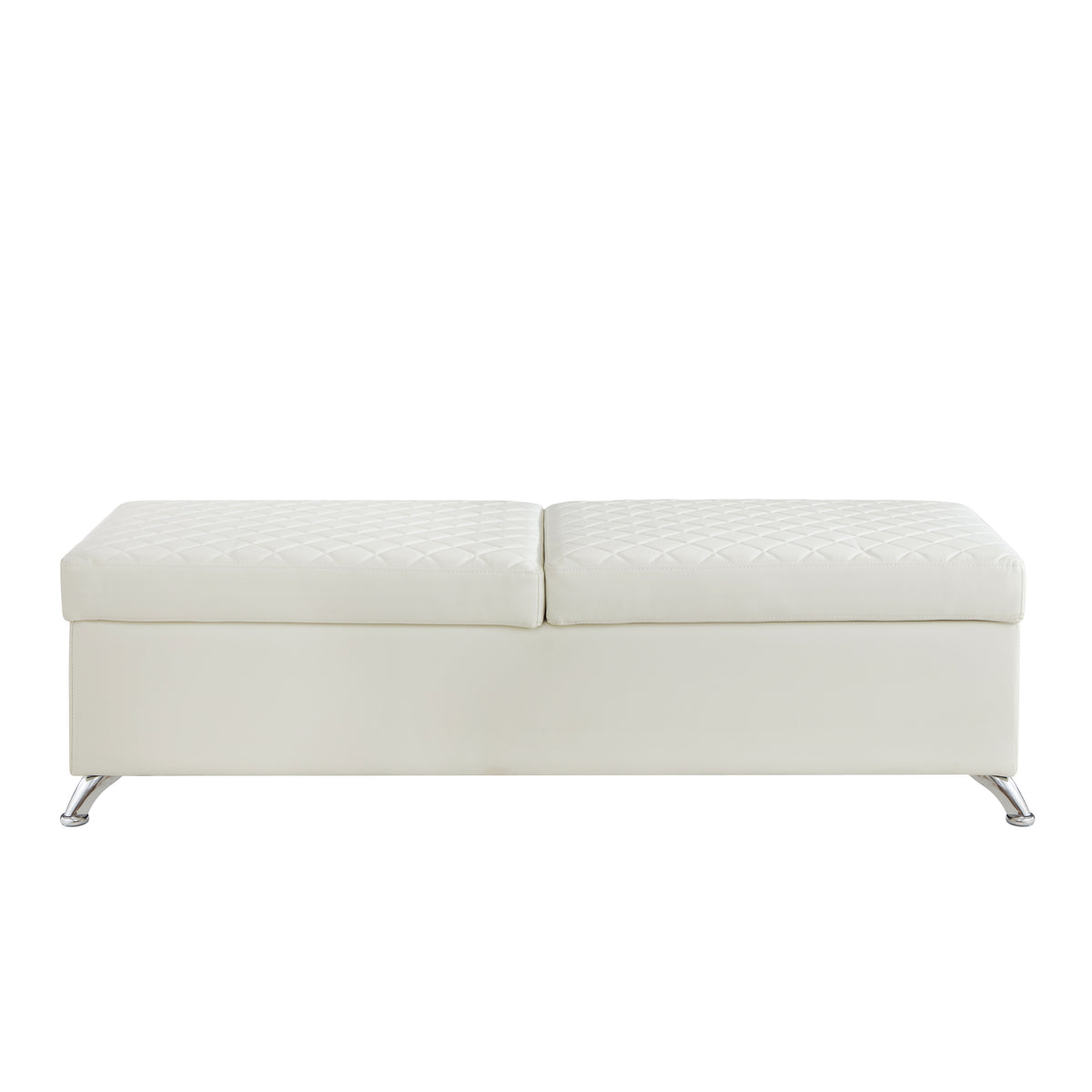 56.7" Bed Bench with Storage White Leather W1669P147646-djyc