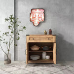 Modern Farmhouse Double Barn Door Accent Cabinet, 30 Inch, Yellow Walnut, Compatible with CD-070AB W88138337-djyc