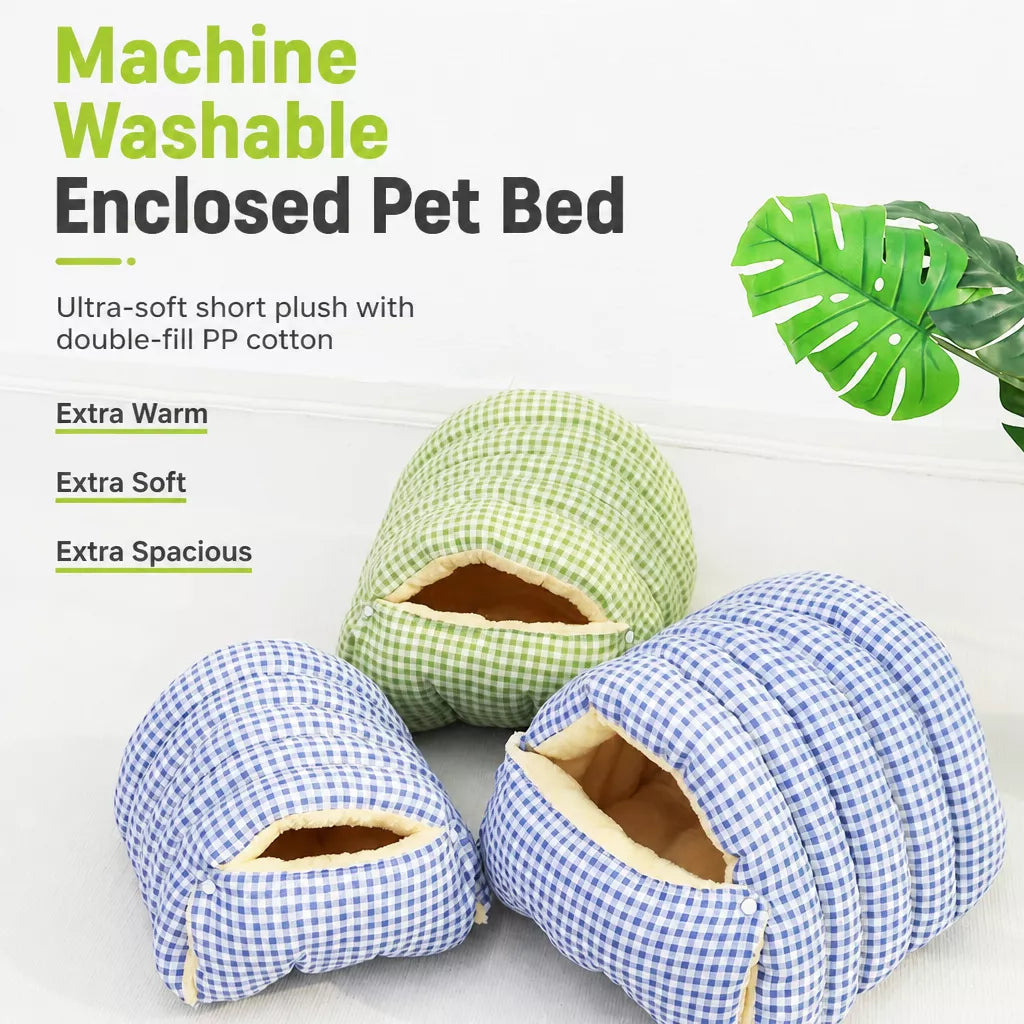 Semi-Enclosed Pet Bed with Removable Washable Cover