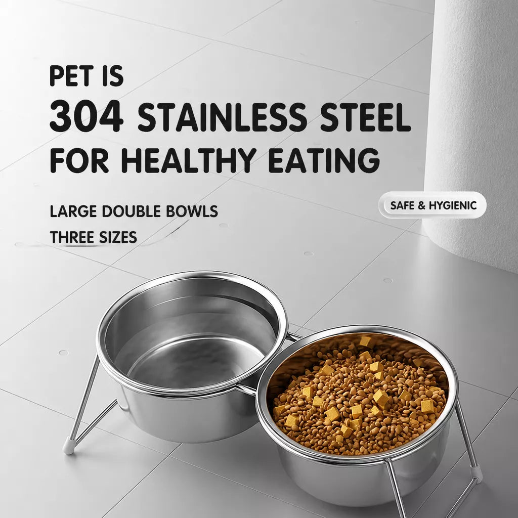 Elevated Stainless Steel Pet Bowl Stand for Dogs and Cats