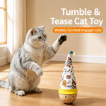 Beechwood Wobble Cat Toys with Feather and Twist Designs