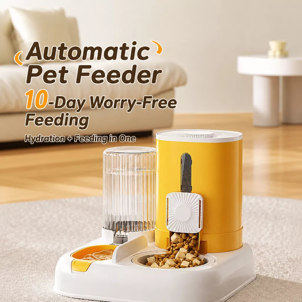 Automatic Pet Feeder with Separate Food and Water Bowls
