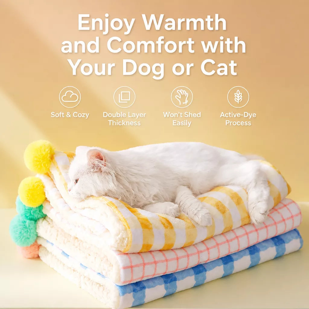 Cotton-Linen Pet Blanket Mat for Cats and Dogs