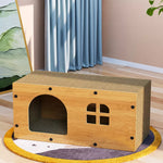 Corrugated Cardboard Cat House with Integrated Scratching Surface