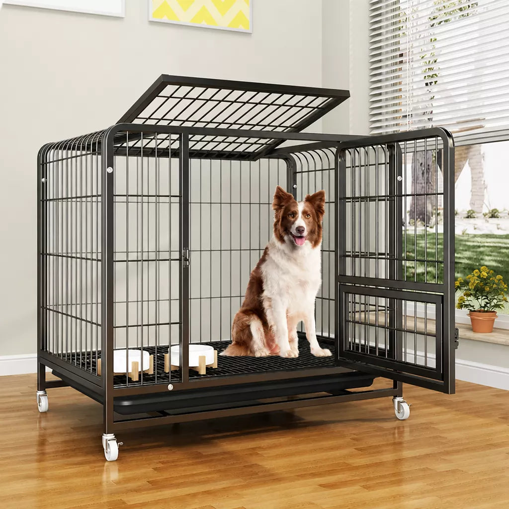 Reinforced Iron Dog Crate with Toilet Tray