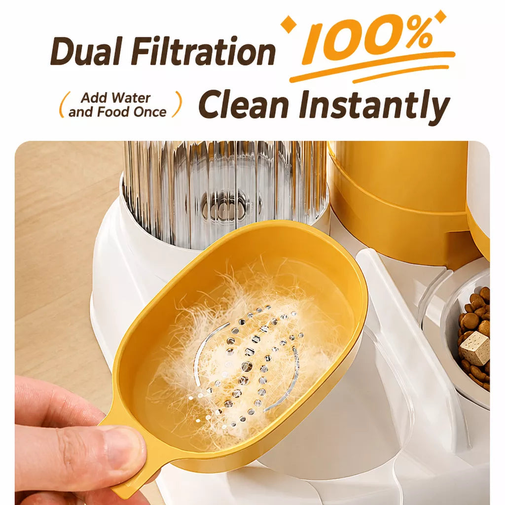 Automatic Pet Feeder with Separate Food and Water Bowls