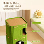 4-Tier Cat Tree with Enclosed House and Scratching Board