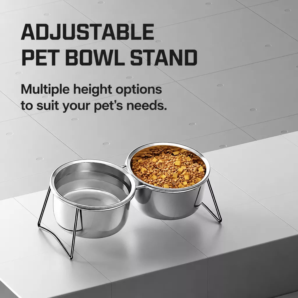 Elevated Stainless Steel Pet Bowl Stand for Dogs and Cats