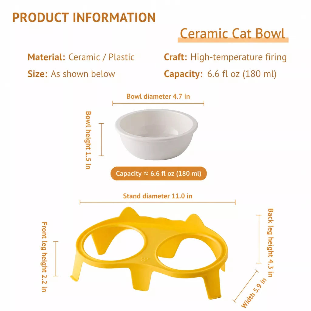 Elevated Ceramic Double Bowl Set for Cats