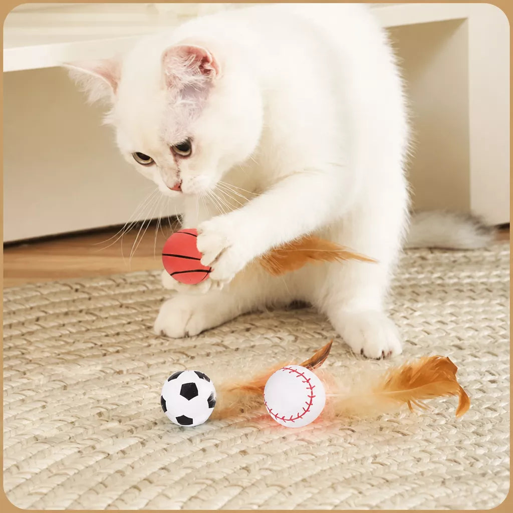 Cat Feather Teaser Ball Toy