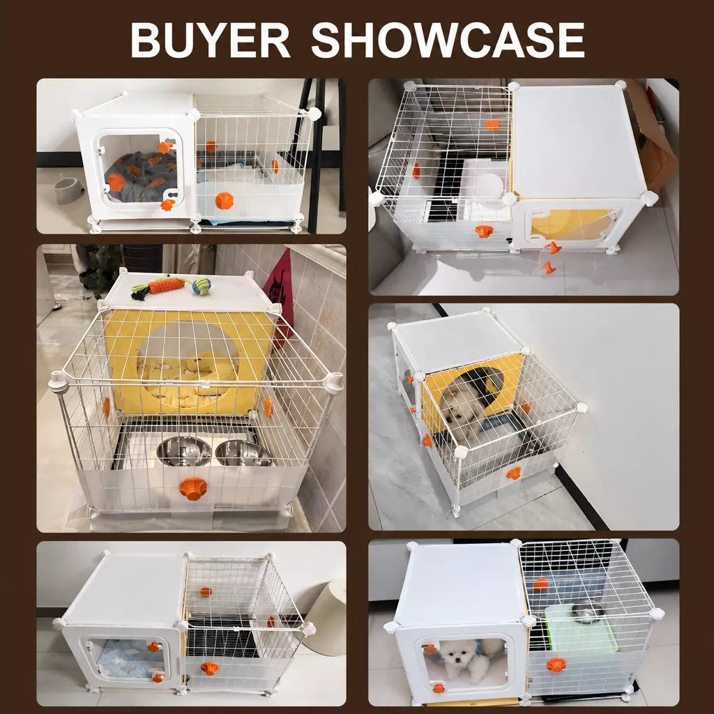 Small Dog Crate with Separate Rest and Potty Areas