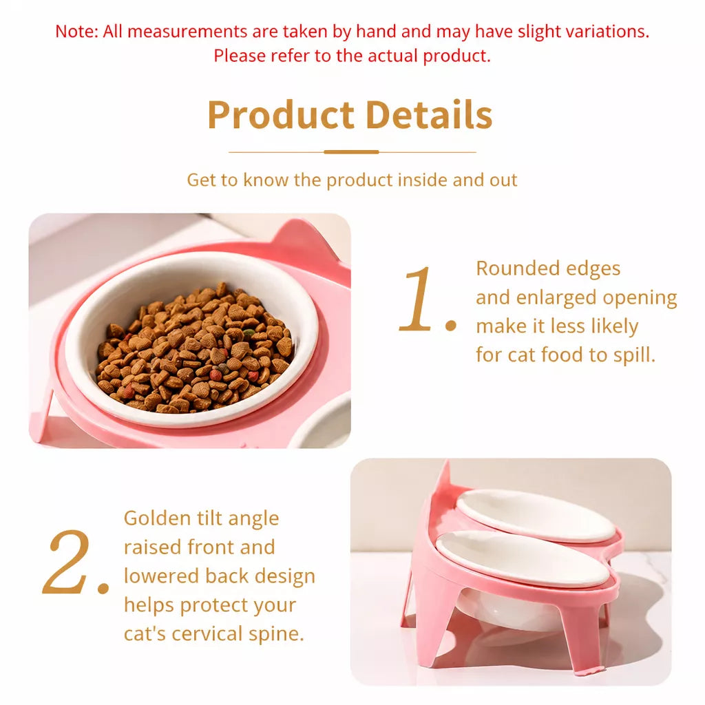 Elevated Ceramic Double Bowl Set for Cats