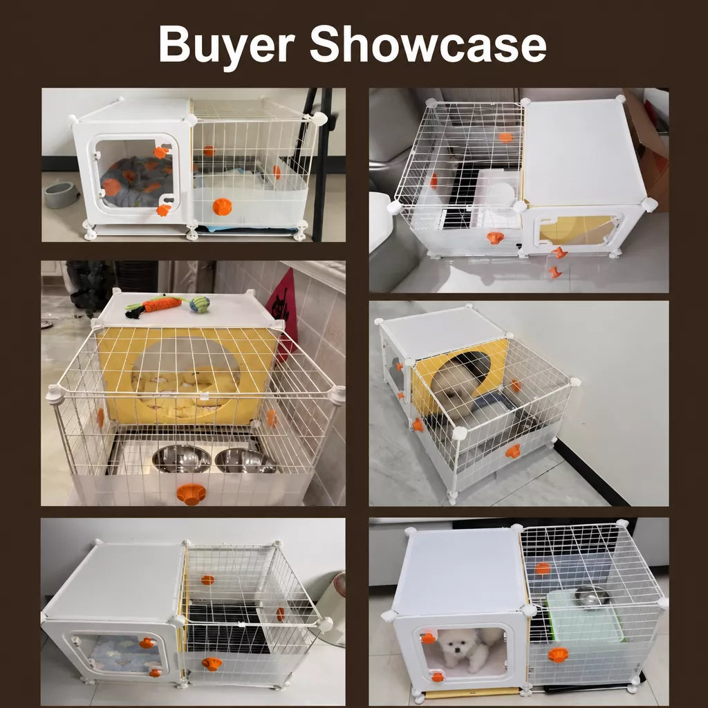 Small Dog Crate with Separate Rest and Potty Areas