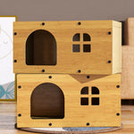 Corrugated Cardboard Cat House with Integrated Scratching Surface