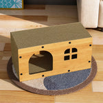 Corrugated Cardboard Cat House with Integrated Scratching Surface