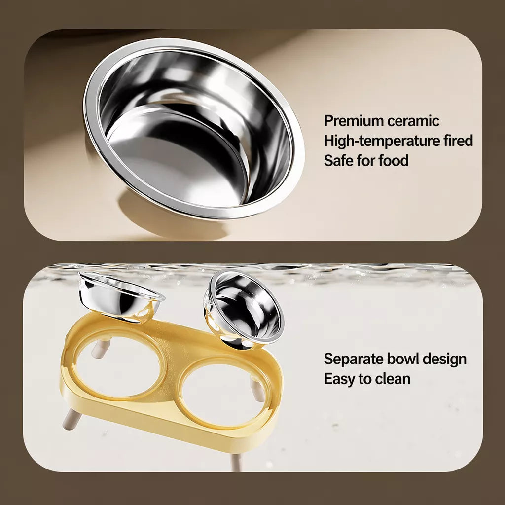 Small Dog Stainless Steel Bowl and Stand Set