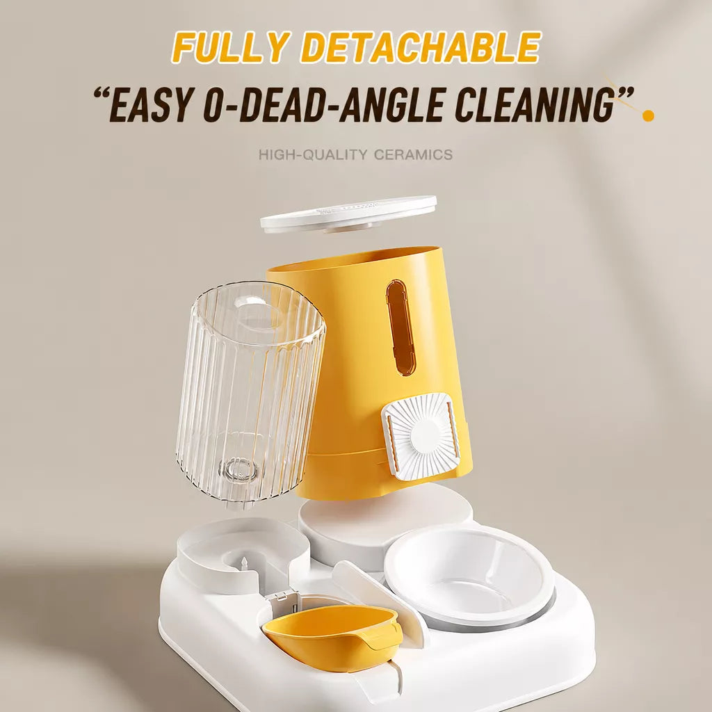 Automatic Pet Feeder with Separate Food and Water Bowls