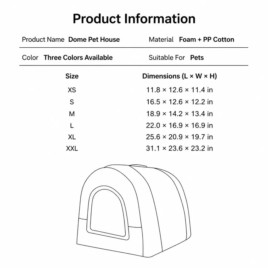 Enclosed Washable Pet House Bed