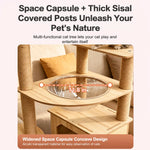 Wooden Cat Tree with Sisal Scratching Post & Enclosed Cat Houses