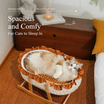 French-Style Cat Bed with Rocking Cradle Base