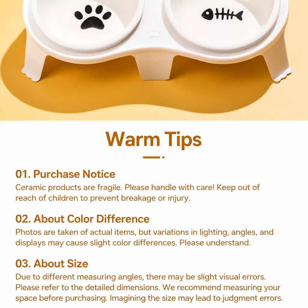Elevated Ceramic Double Bowl Set for Cats