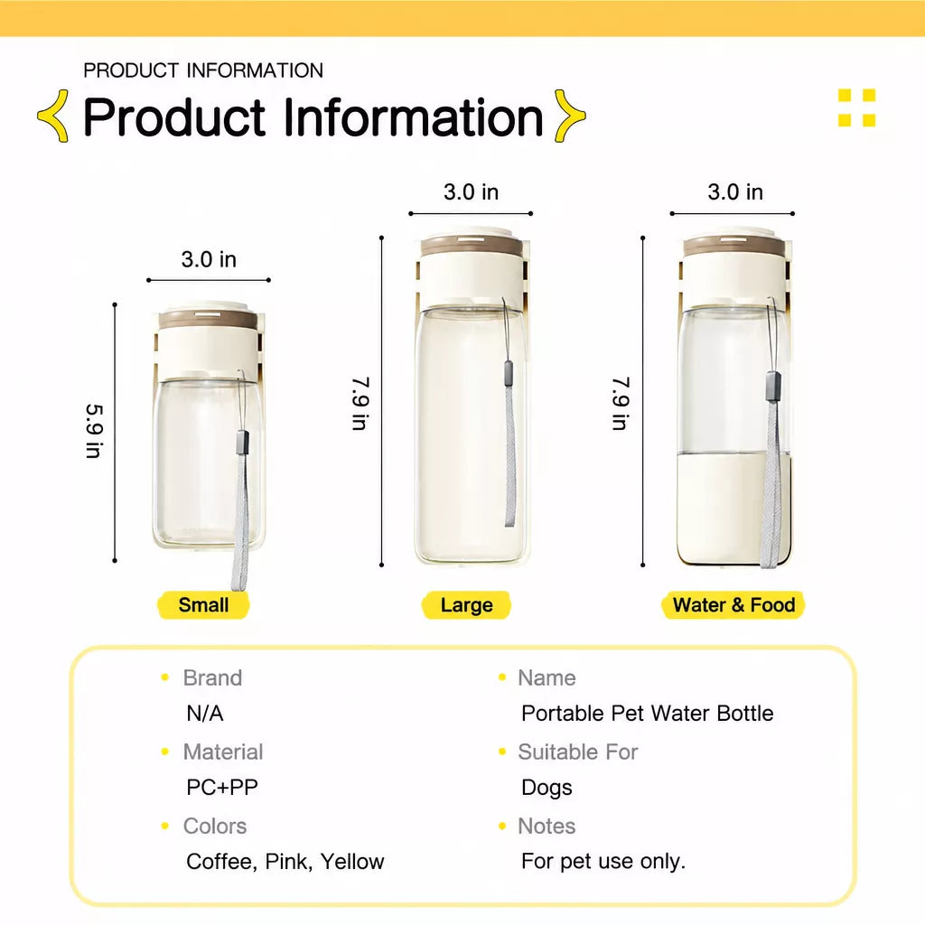 Portable Dog Water Bottle with Integrated Drinking Cup