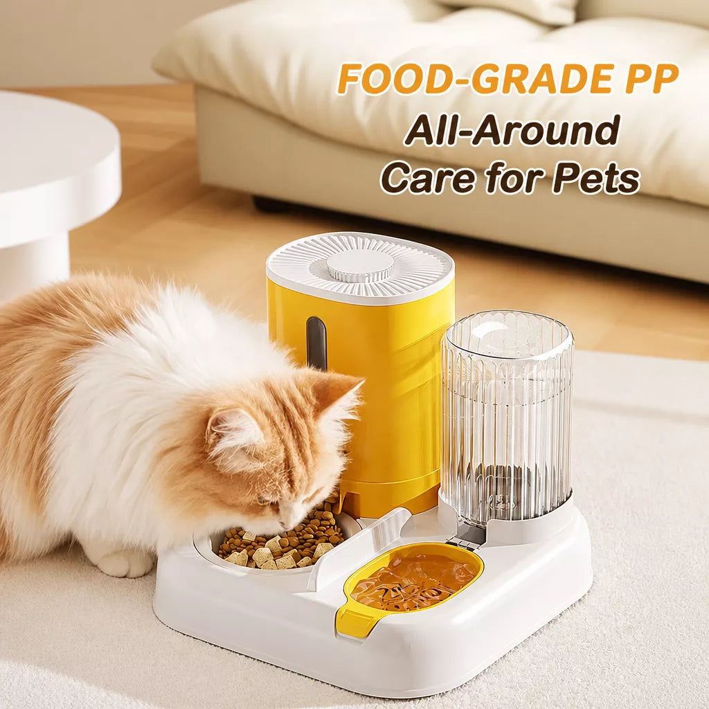 Automatic Pet Feeder with Separate Food and Water Bowls
