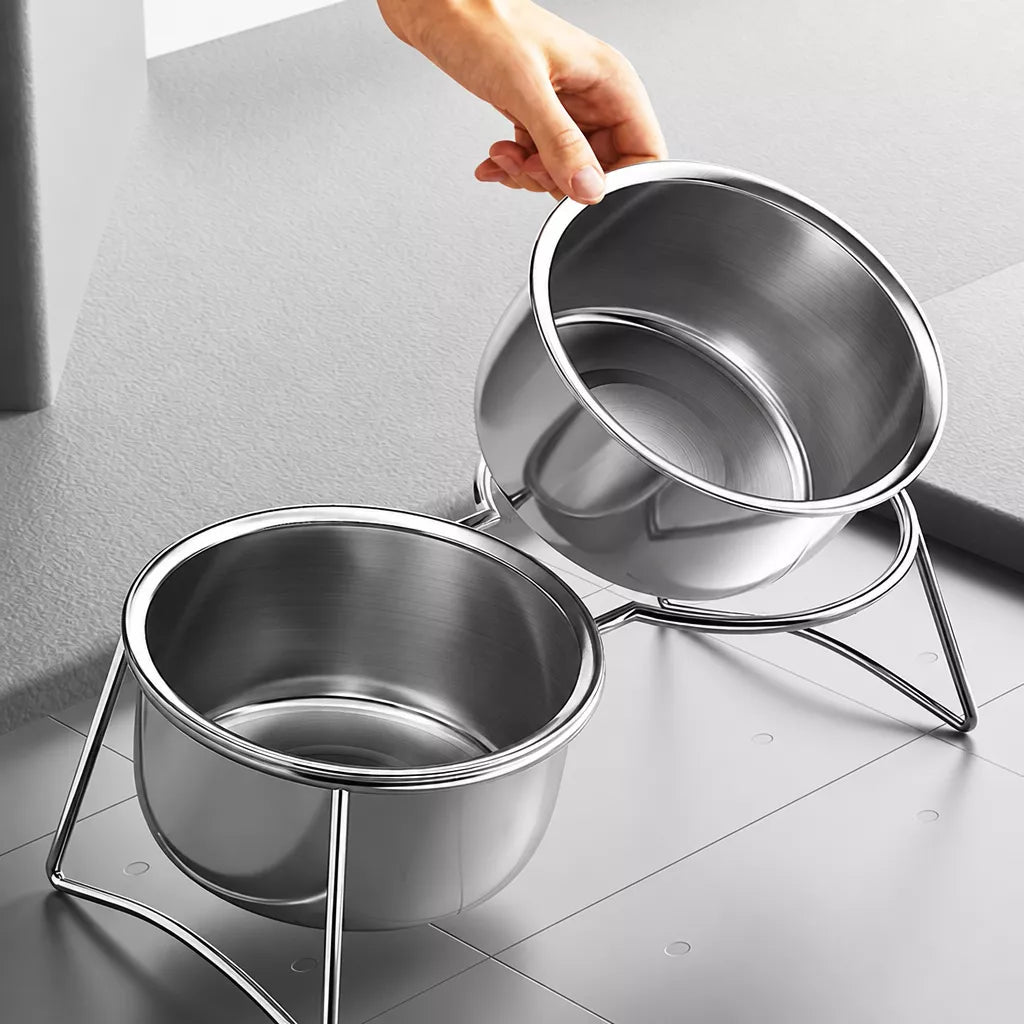 Elevated Stainless Steel Pet Bowl Stand for Dogs and Cats