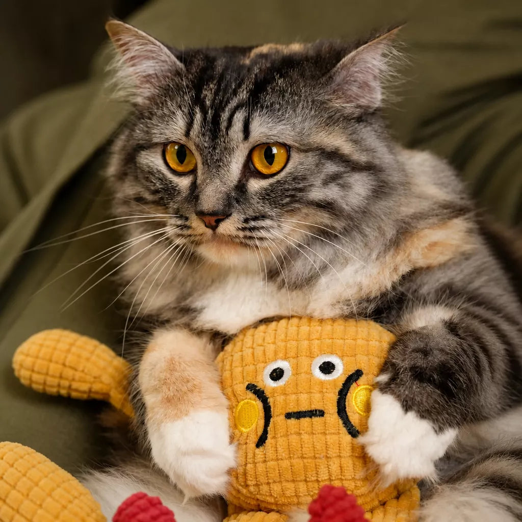 Waffle Plush Cat Toy with Crinkle Paper and Catnip
