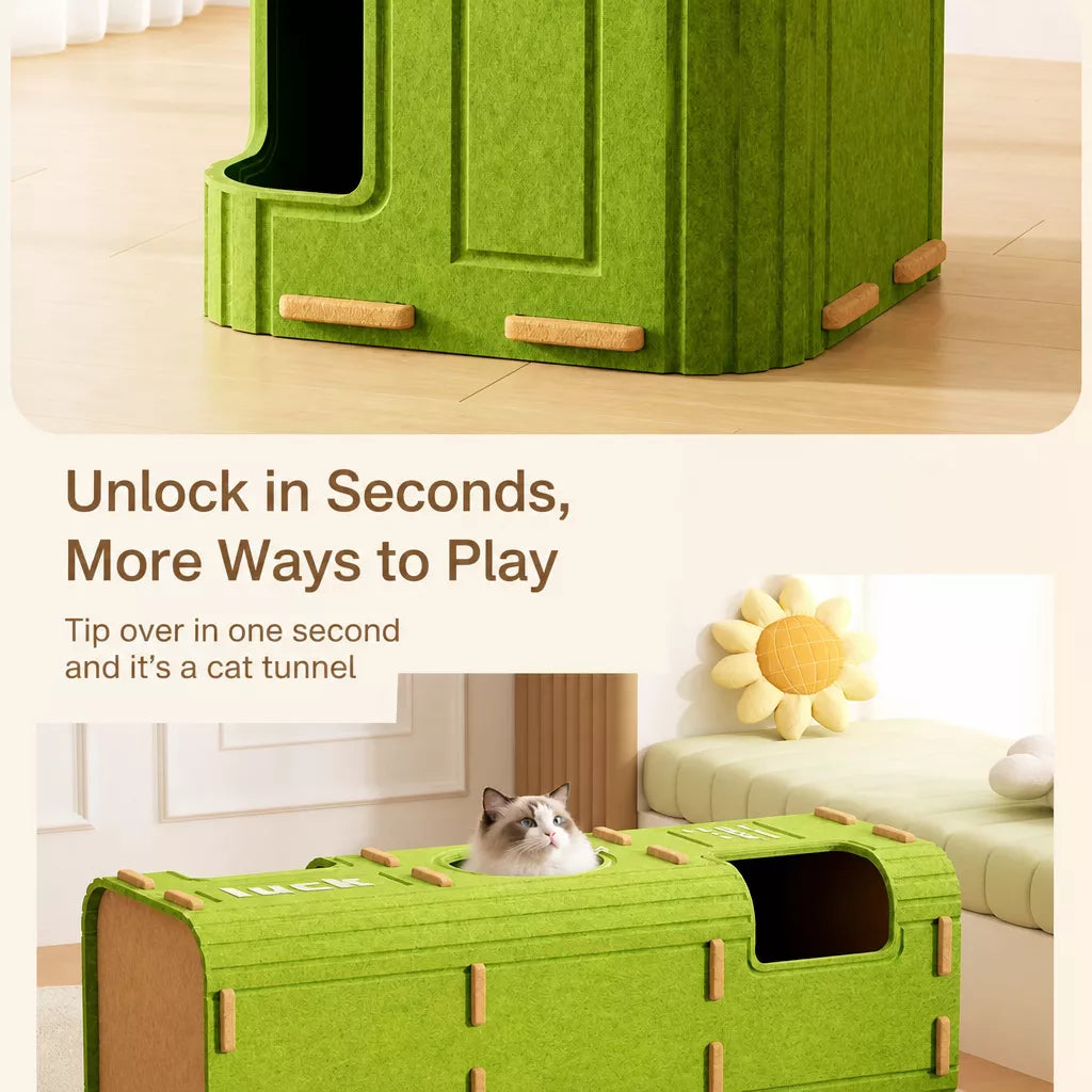 4-Tier Cat Tree with Enclosed House and Scratching Board