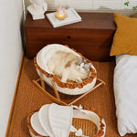 French-Style Cat Bed with Rocking Cradle Base