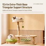 Solid Wood Cat Tree with Cat House and Hanging Basket