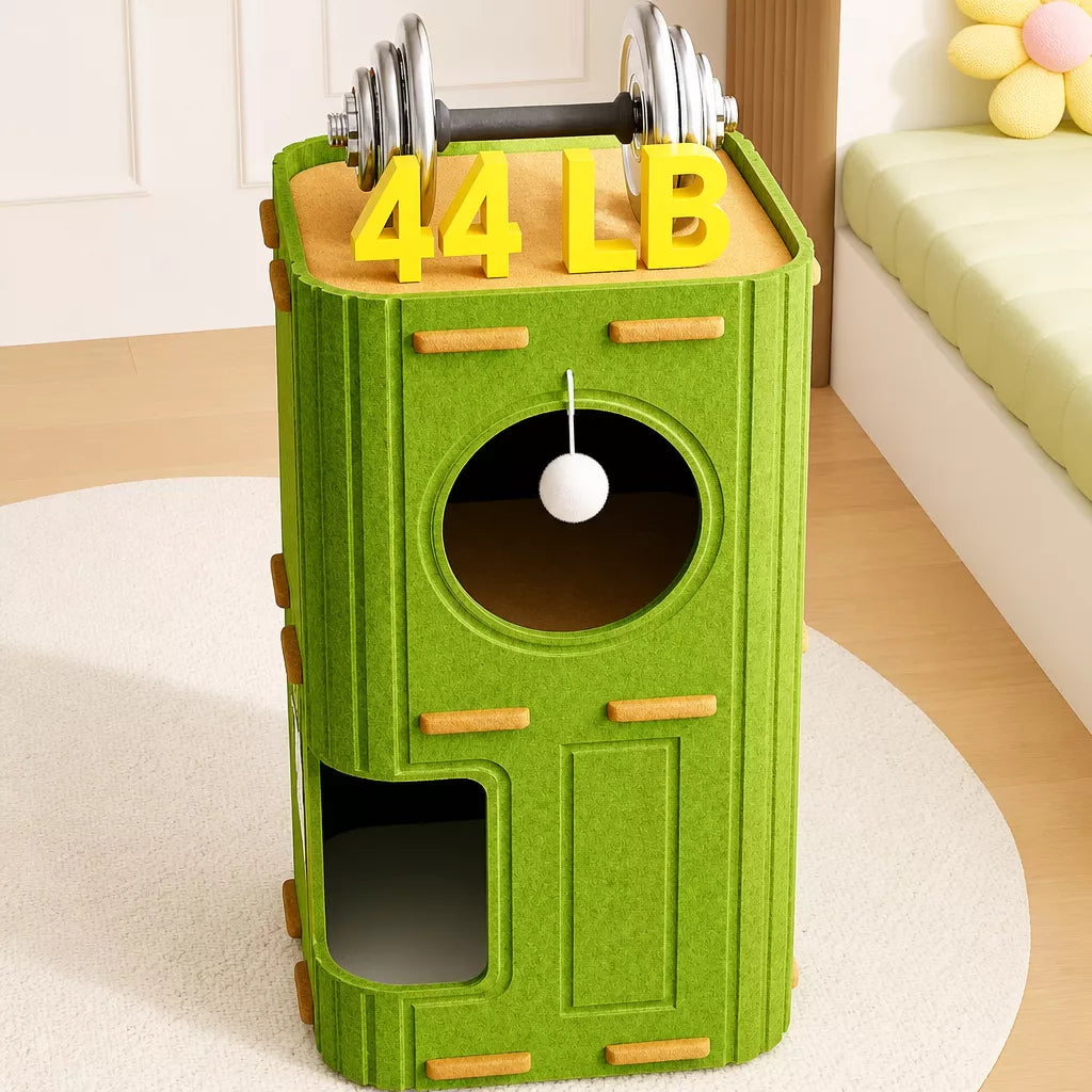 4-Tier Cat Tree with Enclosed House and Scratching Board