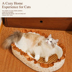 French-Style Cat Bed with Rocking Cradle Base