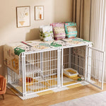 Indoor Metal Pet Playpen with Door and Roof for Cats & Small Dogs